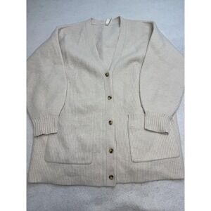 The Group Babaton Cardigan Sweater Womens XL White Merino Wool Button Front
